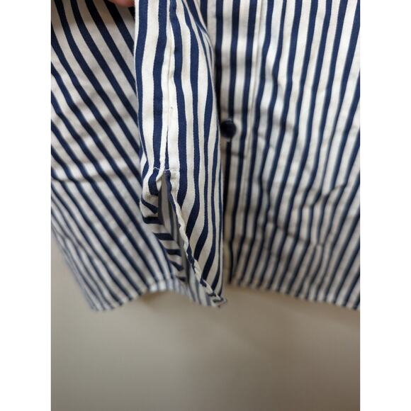 Kate Spade Button Up Pajama Shirt Size M Blue White Striped Heart Ruffle - Picture 5 of 10